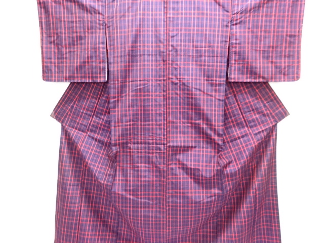 格子織り出し米沢紬着物アンサンブル